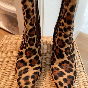 Gently used JCrew leopard leather 3 inch boots.